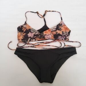 L*Space 2Pcs Estella Bikini Swimsuit Bottom & Forget Me Not Kristen Floral Top M
